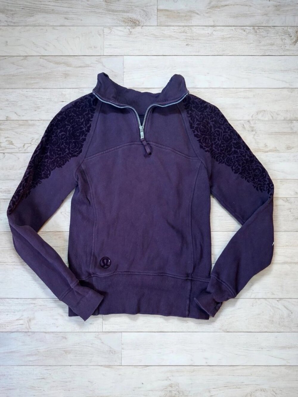 lululemon Floral Flock Pullover Purple Size 4 Velvet Floral Quarter Zip